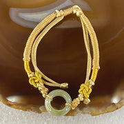 Type A Blueish Green with Brown Jadeite Ping An Kou String Bracelet 2.98g 15.2 by 5.7mm - Huangs Jadeite and Jewelry Pte Ltd