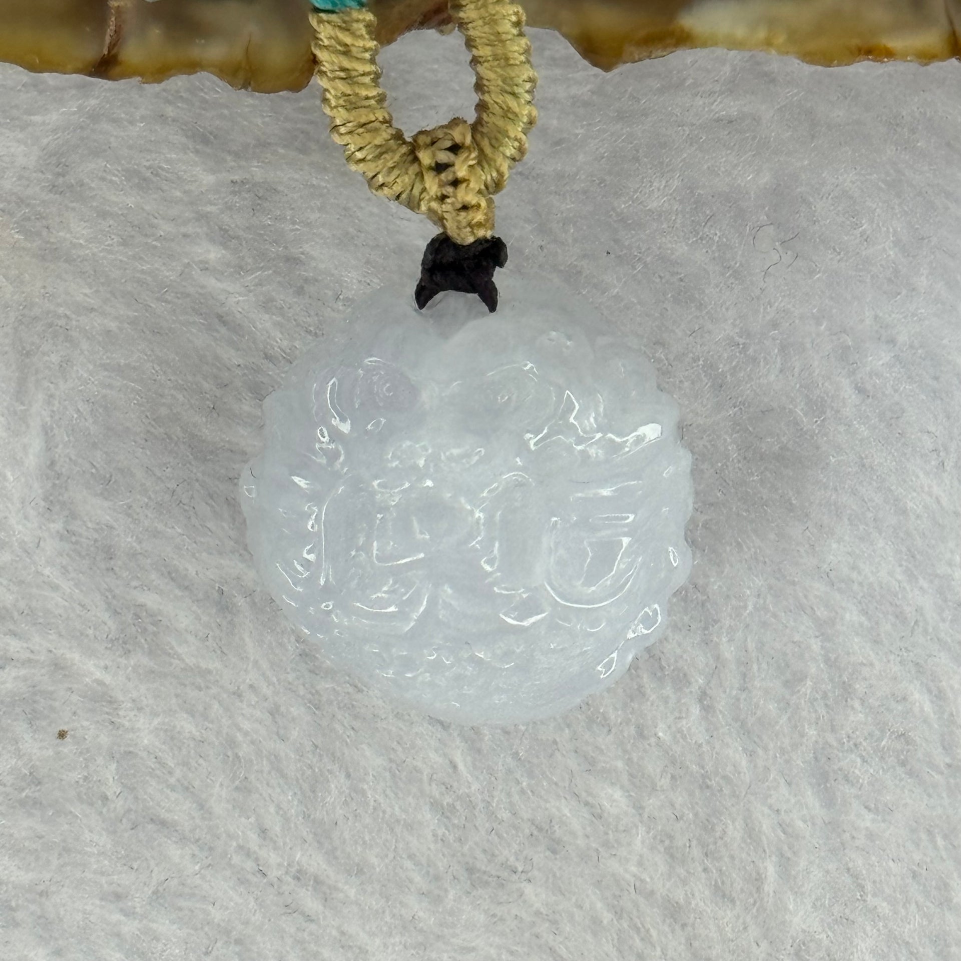 Type A Faint Lavender Jadeite Dragon Ball Pendant 13.34g 19.2 by 18.9mm - Huangs Jadeite and Jewelry Pte Ltd