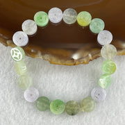 Natural Type A Light Green Light Lavender with Yellow Jadeite Ancient Coin Shape Beads Bracelet 11.58g 16cm 9.1mm 20 Beads - Huangs Jadeite and Jewelry Pte Ltd