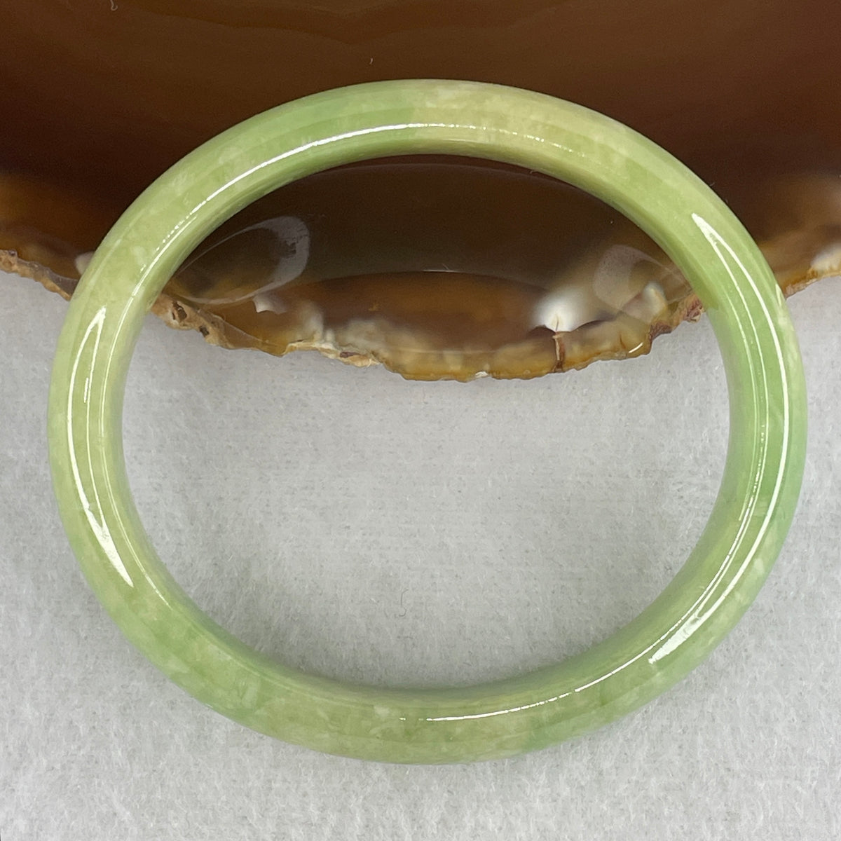 Natural Type A Green & Yellowish Green Jadeite Oval Bangle | 53.0mm Inner Diameter (36.72g | 12.7×6.0mm | Heart & Solar Plexus Chakra Harmony, Abundance & Vitality Shield)(External Line)