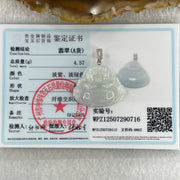 Natural Type A Light Lavender Jadeite Milo Buddha in S925 Silver and Cubic Zirconia Clasp Pendant 4.57g 20.4 by 24.8 by 6.0mm - Huangs Jadeite and Jewelry Pte Ltd