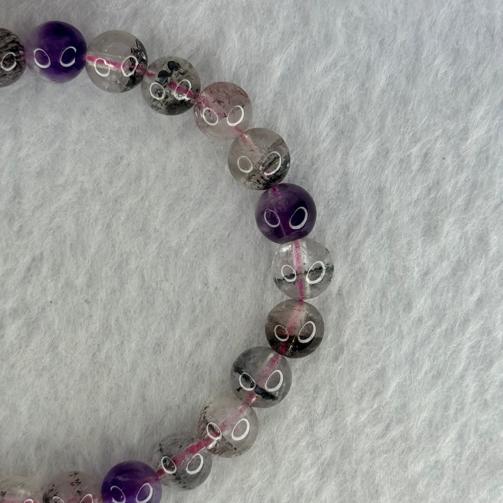 Natural Super 7 Beads Bracelet 13.23g 15.5cm 7.3mm 26 Beads - Huangs Jadeite and Jewelry Pte Ltd