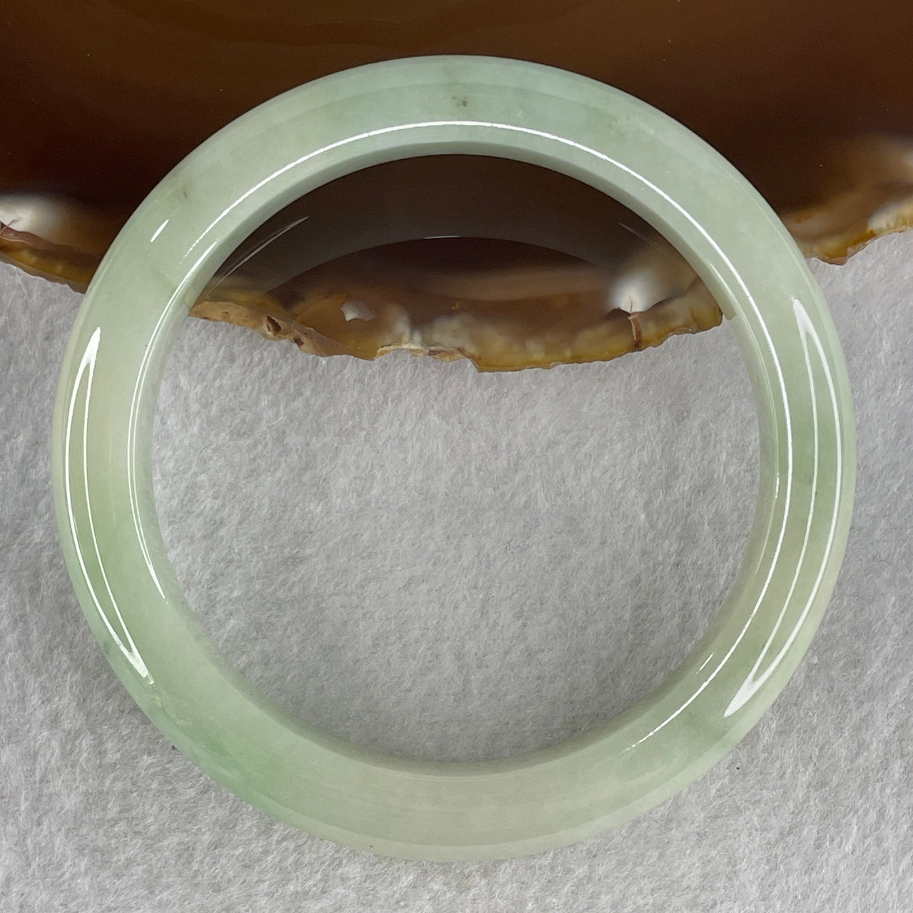 Certified Natural Type A Light Green with Light Yellow Spot Jadeite Bangle 51.49g Internal Diameter 56.9mm 10.5 by 8.8mm (Very Slight Internal Line)