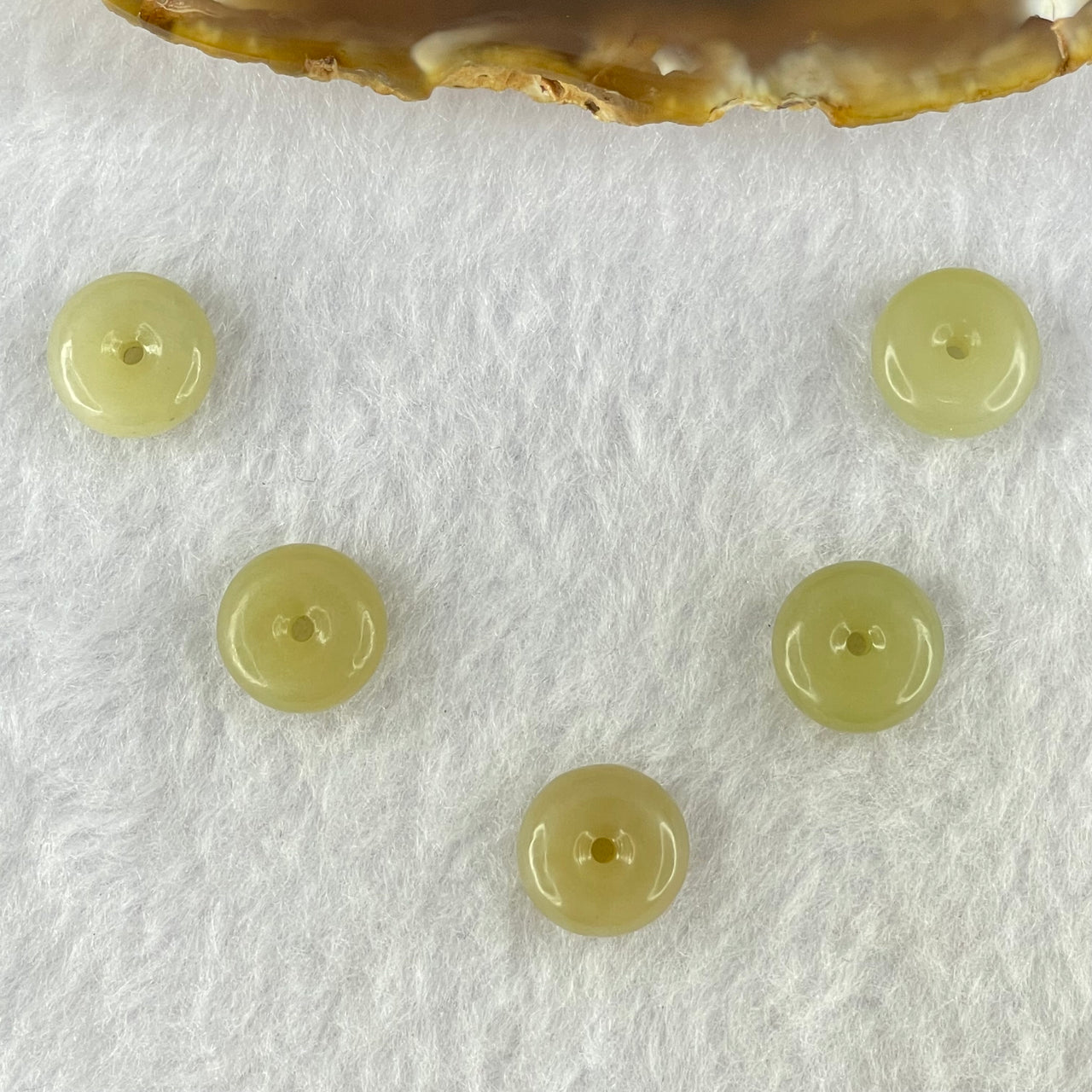 Natural Nephrite Ping An Kou Donut Set of 5 Total Weight 7.04g 11.9 by 5.2mm - Huangs Jadeite and Jewelry Pte Ltd