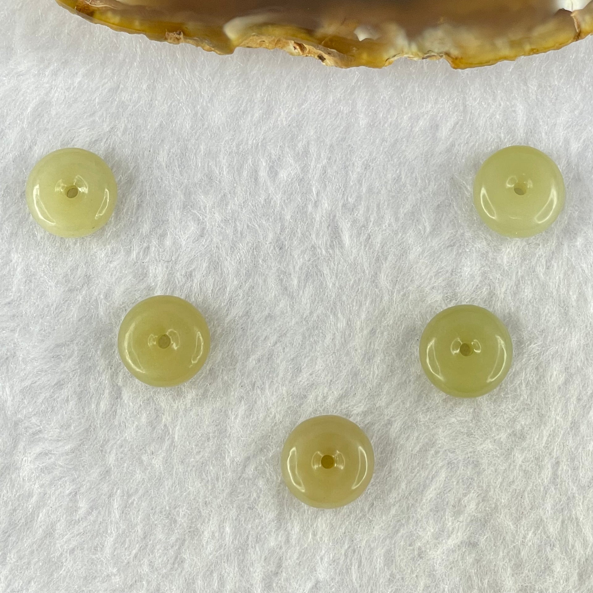 Natural Nephrite Ping An Kou Donut Set of 5 Total Weight 7.04g 11.9 by 5.2mm - Huangs Jadeite and Jewelry Pte Ltd