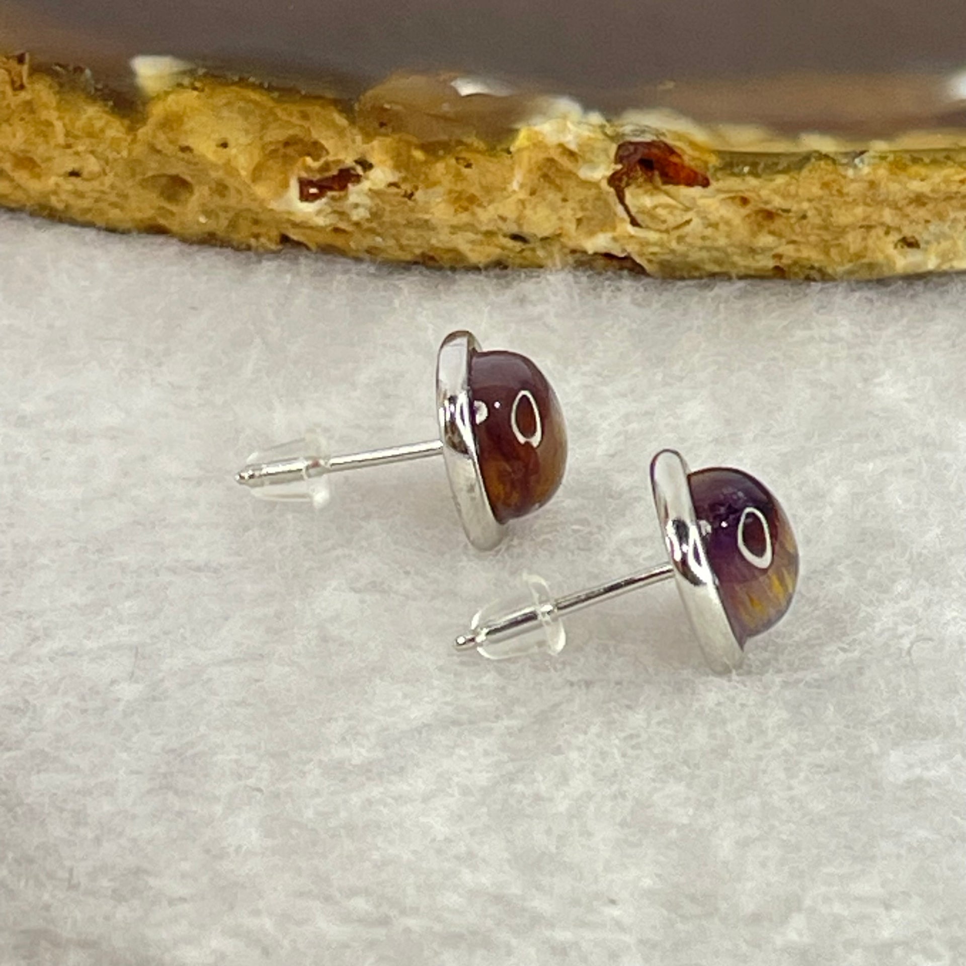 Good Grade Natural Auralite 23 S925 Silver Earrings 2.27g 8.0 by 4.5mm - Huangs Jadeite and Jewelry Pte Ltd