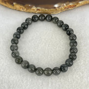 Good Grade Natural Grey Rabbit Hair Rutilated Quartz Beads Bracelet 12.79g 15.5cm 7.3mm 26 Beads - Huangs Jadeite and Jewelry Pte Ltd