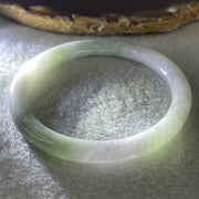 Natural Type A Light Green with Lavender Piao Hua Jadeite Flat Ding Dang Bangle 22.35g Inner Diameter 52.5mm 6.0 by 7.2mm (Very Very Slight External Rough) - Huangs Jadeite and Jewelry Pte Ltd
