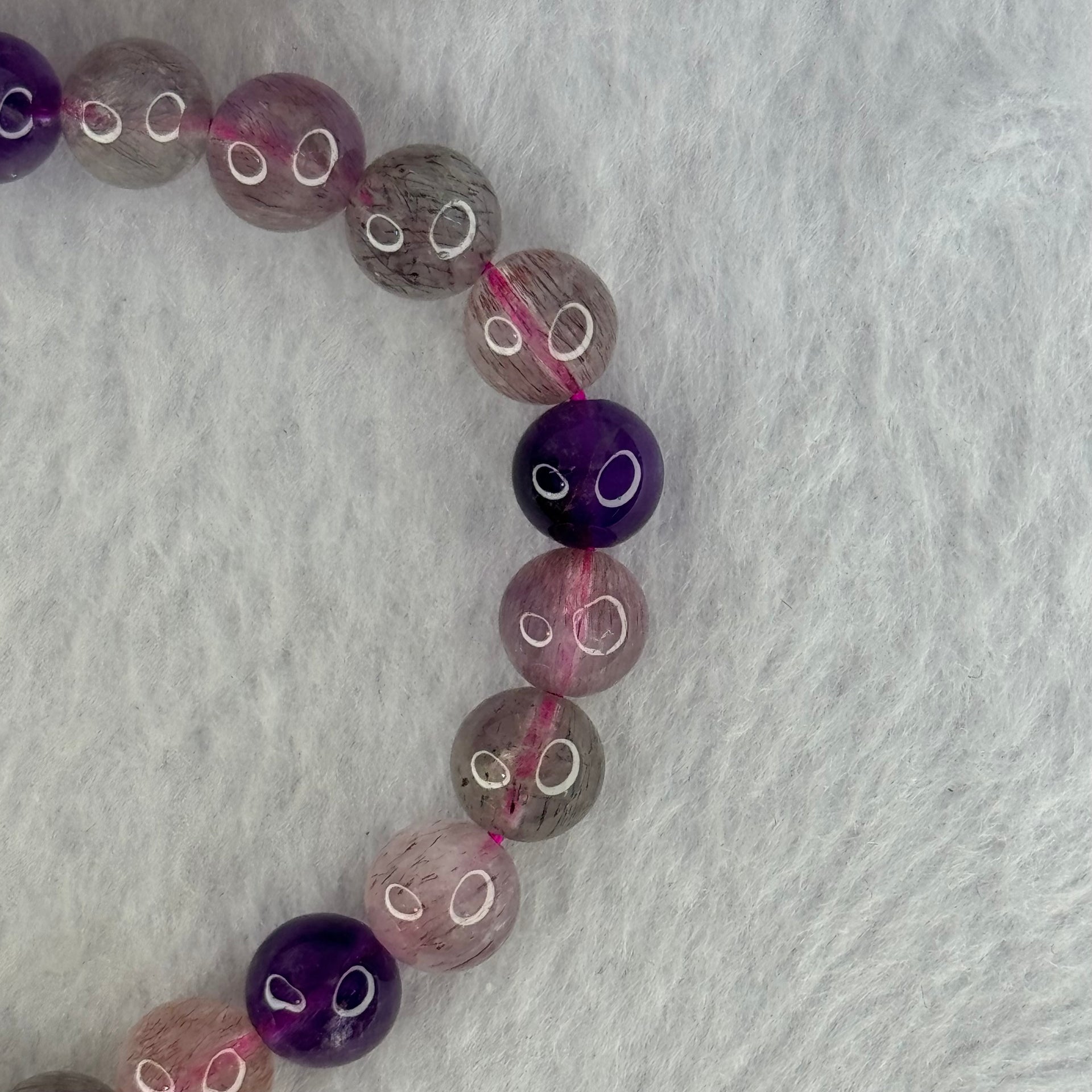 Natural Super 7 Beads Bracelet 17.72g 15.5cm 8.4mm 23 Beads - Huangs Jadeite and Jewelry Pte Ltd