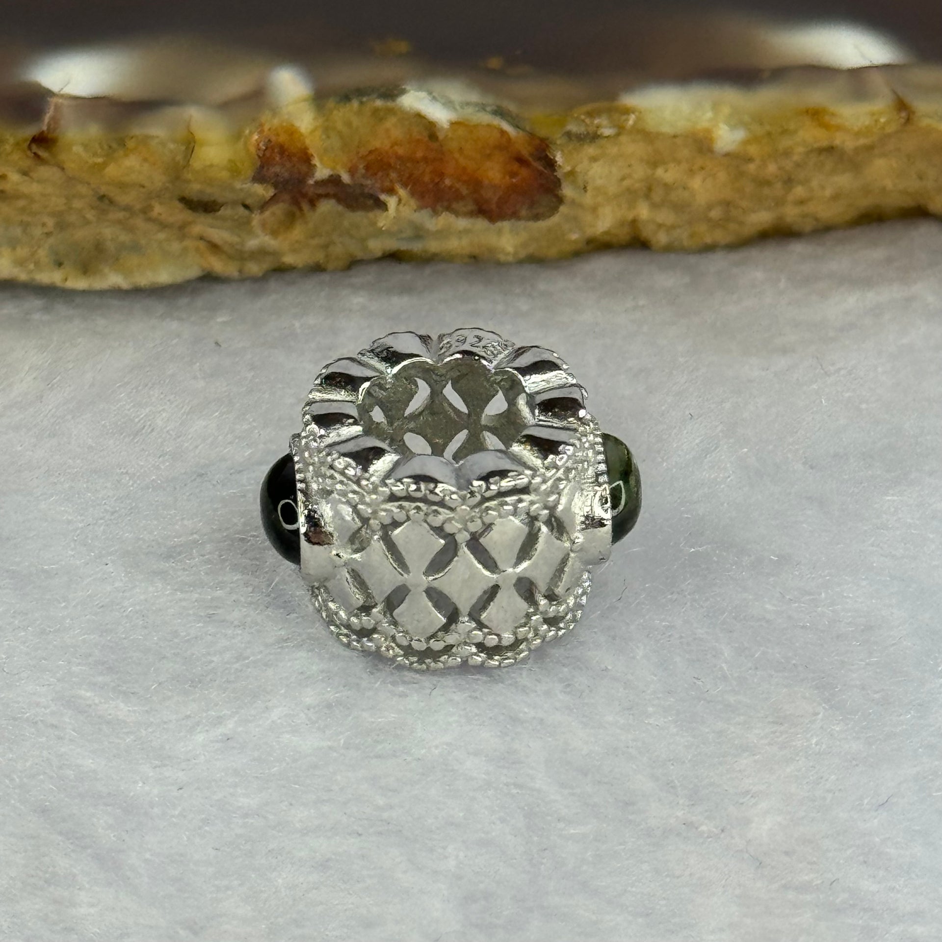 Natural Czech Republic Moldavite Meteorite Crystal in S925 Sliver Bracelet Charm 2.43g 15.1 by 11.9 by 9.4 / 6.7 by 3.8 by 2.0mm - Huangs Jadeite and Jewelry Pte Ltd