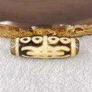 Natural Powerful Tibetan Old Oily Agate Water Lines 8 Eyes Dzi Bead Heavenly Master (Tian Zhu) 水纹八眼天诛 9.63g 38.4 by 12.6mm - Huangs Jadeite and Jewelry Pte Ltd