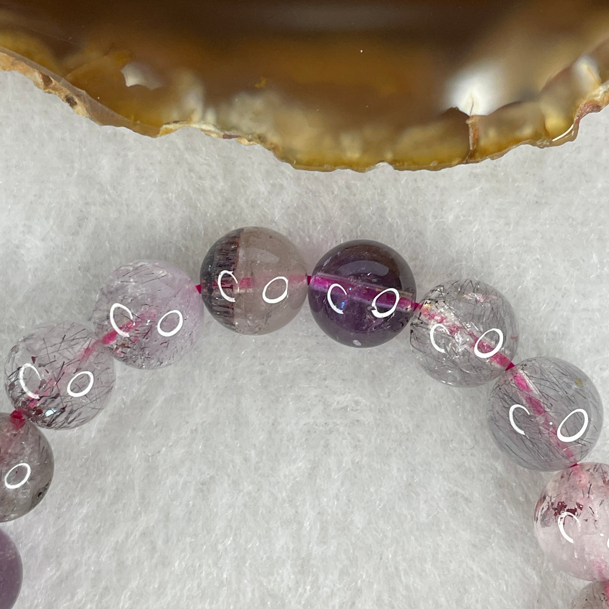 Certified Above Average Grade Natural Super 7 Crystal Beads Bracelet | 9.4mm Sacred 7-Mineral Synergy Power (22.40g | 16cm Wrist Sizing | 21 Beads)