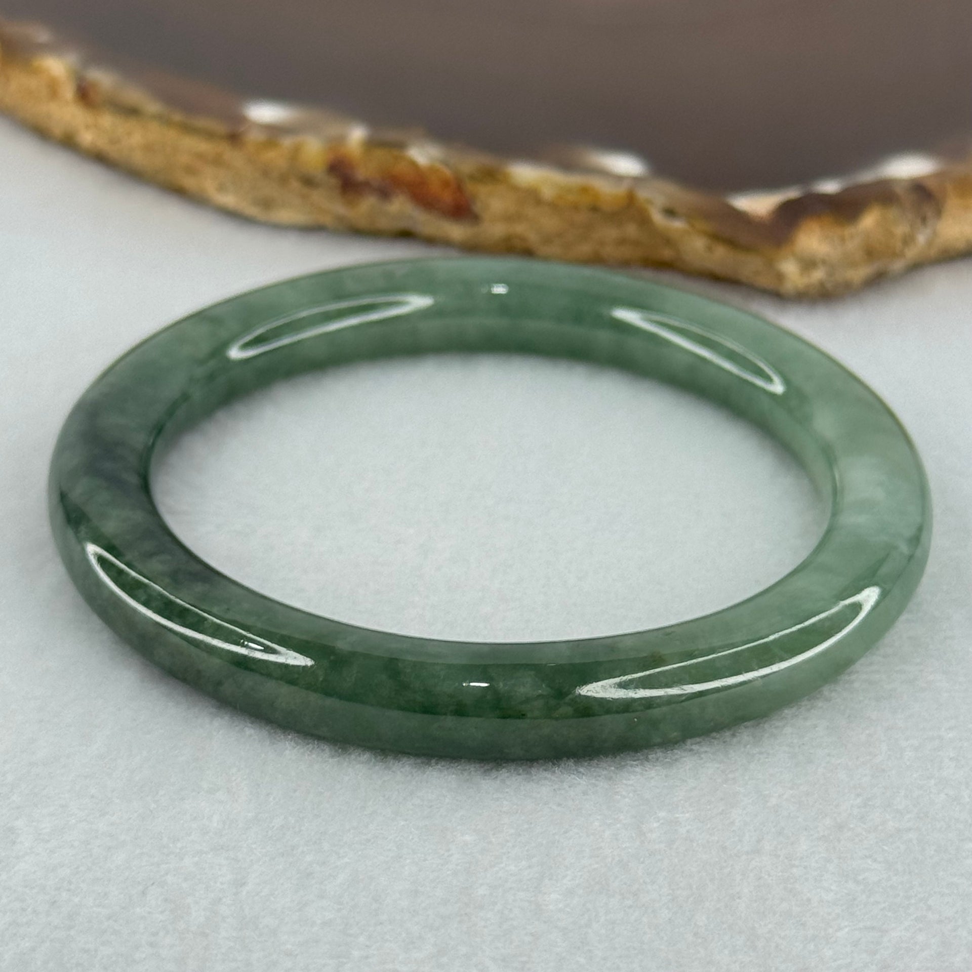 Type A Blueish Green Jadeite Bangle Internal Diameter 51.0mm 31.55g 8.0 by 8.3mm (Slight Internal Lines) - Huangs Jadeite and Jewelry Pte Ltd