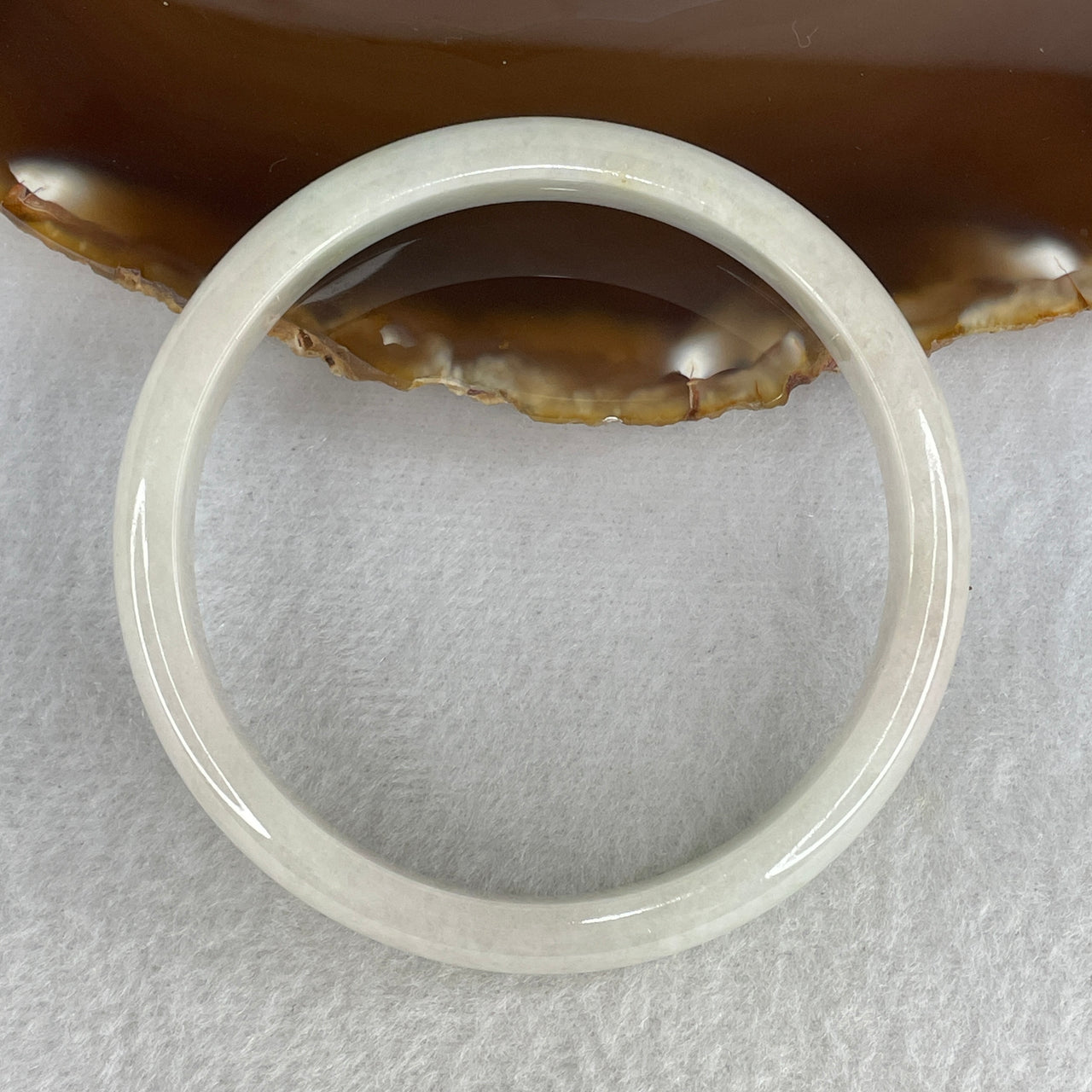 Natural Type A Translucent Multicolor Jadeite Bangle | 59.5mm Faint Green & Faint Lavender with Golden Yellow Spot | Internal Lines, External Rough "San Cai" Round Wrist Heirloom (34.48g 10.1x6.1mm)