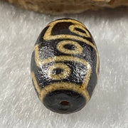 Natural Powerful Tibetan Old Oily Agate 9 Eyes Dzi Bead Heavenly Master (Tian Zhu) 九眼天诛 2.14g 14.1 by 10.3mm - Huangs Jadeite and Jewelry Pte Ltd