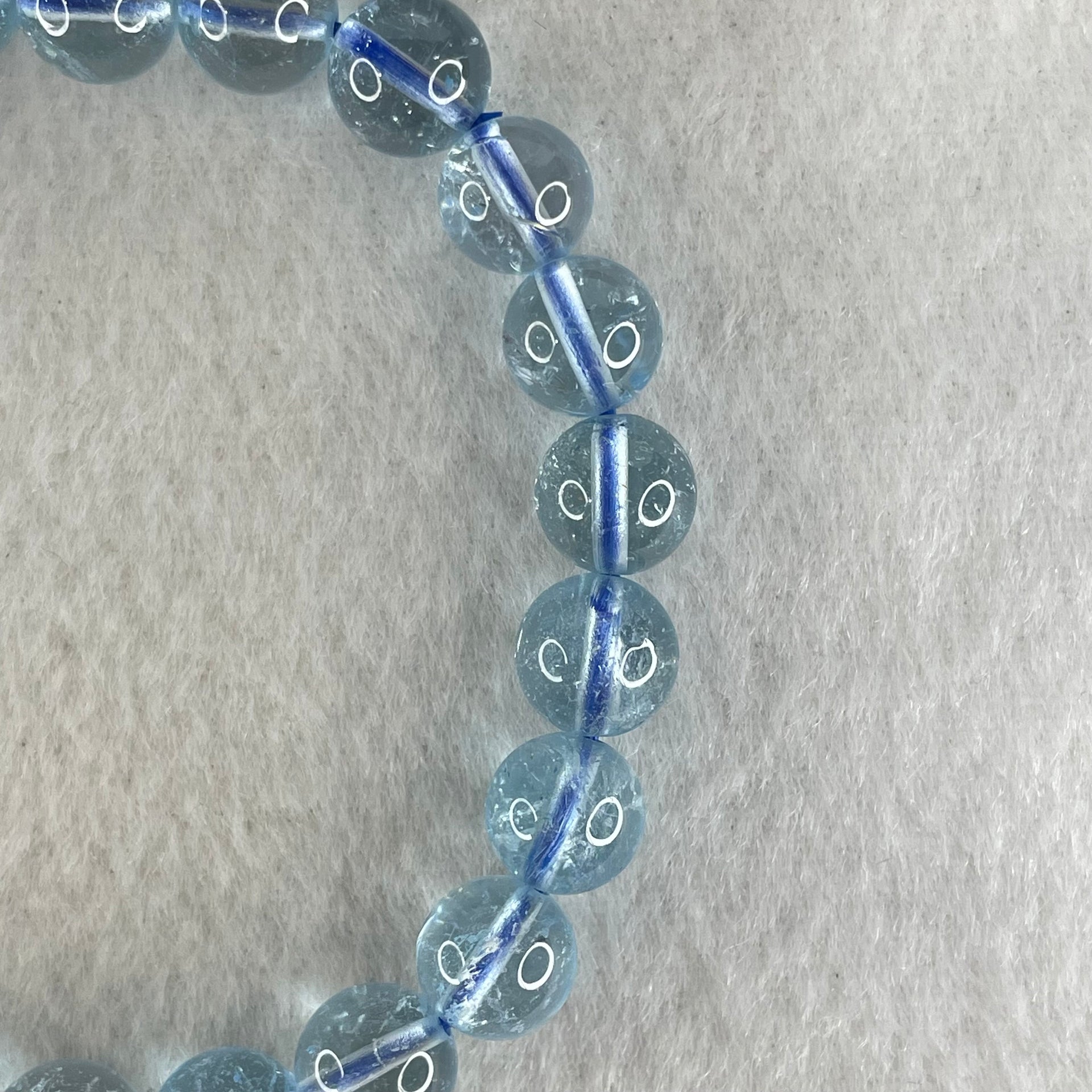 Above Average Natural Blue Topaz Beads Bracelet 23.57g 15.5cm 8.3mm 23 Beads - Huangs Jadeite and Jewelry Pte Ltd