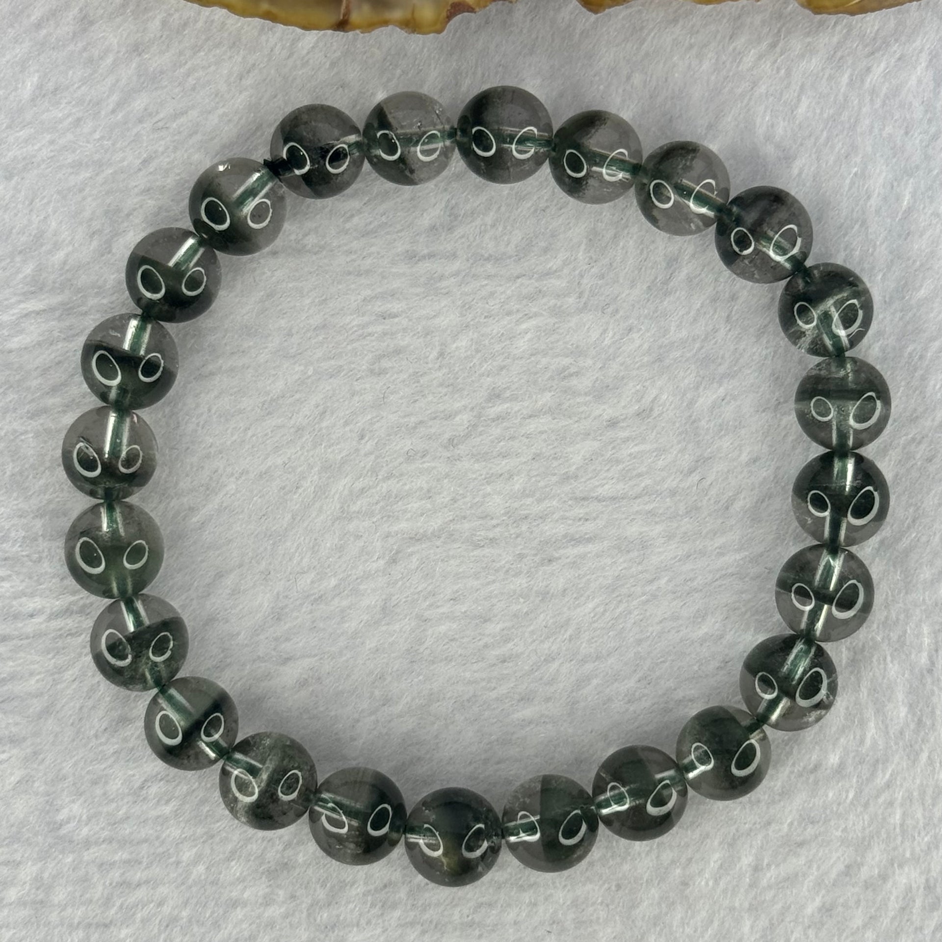 Very Good Grade Natural Green Phantom Quartz Beads Bracelet 18.44g 16.5cm 8.3mm 24 Beads - Huangs Jadeite and Jewelry Pte Ltd