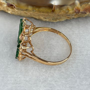 Type A Green Burmese Icy Butterfly Jade Jadeite ring in 18k rose gold & natural diamonds 1.87g  Ring Size: US 6.5 - Huangs Jadeite and Jewelry Pte Ltd