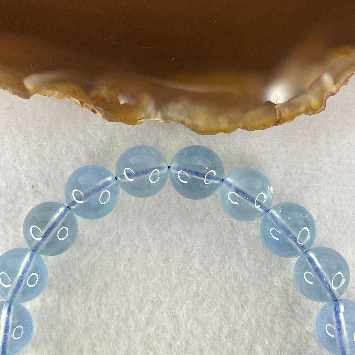 Certified Above Average Natural Aquamarine Beads Bracelet | 16cm with 20 Beads 9.8mm (25.03g | Ocean Blue Translucency | Throat & Third Eye Chakra Harmony, Tranquil Communication & Serene Wealth Shield)