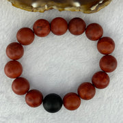 Natural Red Agate with Black Amber Beads Bracelet 54.86g 18.5cm 14.2mm 14 + 1  Black Amber Bead - Huangs Jadeite and Jewelry Pte Ltd