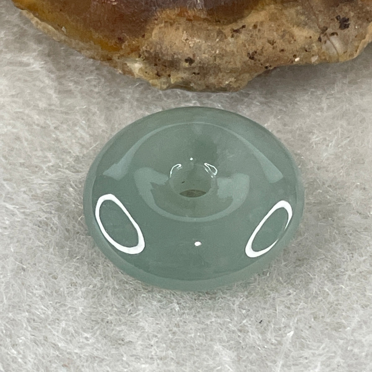 Natural Type A Semi-Icy Blueish-Green Jadeite Ping An Kou Pendant | 14mm Delicate Translucent Jade Peace Disc Talisman (1.67g | 14.0 x 4.4mm) - Huangs Jadeite and Jewelry Pte Ltd