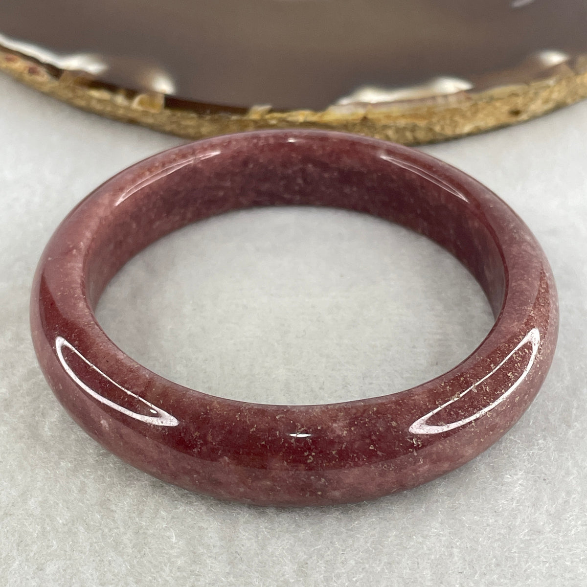 Natural Red Jasper Bangle | (41.11g | 54.2mm Inner Diameter | 12.6x8.8mm | Very Very Slight Internal Line | Grounder, Courage, Physical Stamina & Protective Energy)
