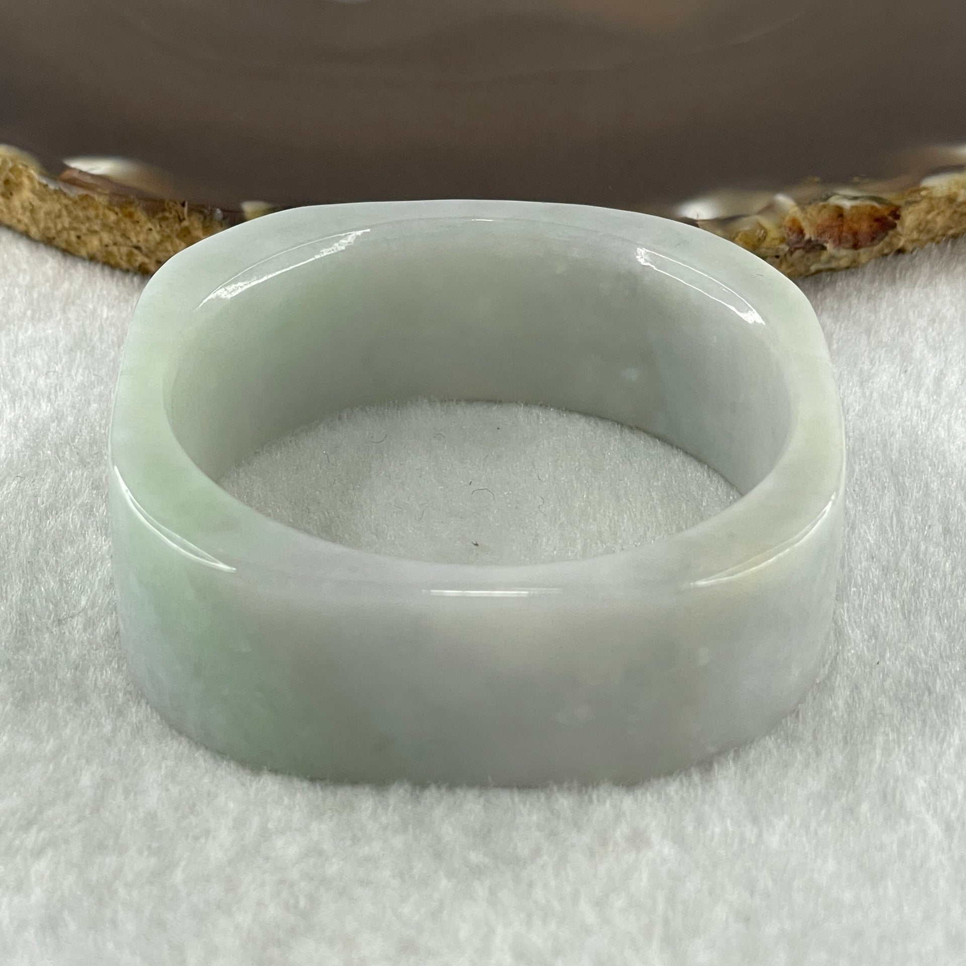 Type A Natural Green with Lavender Jadeite Squarish Rounded Bangle 69.02g Inner Diameter 49.9mm 19.6 by 8.0mm (Very Very Slight Internal Lines) - Huangs Jadeite and Jewelry Pte Ltd