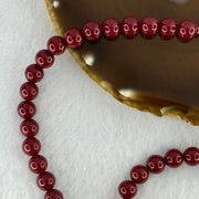 Natural Cinnabar with Amber Bracelet 16cm 8.5mm Necklace with Amber 44cm 8.5mm Set Total Weight 85.30g - Huangs Jadeite and Jewelry Pte Ltd