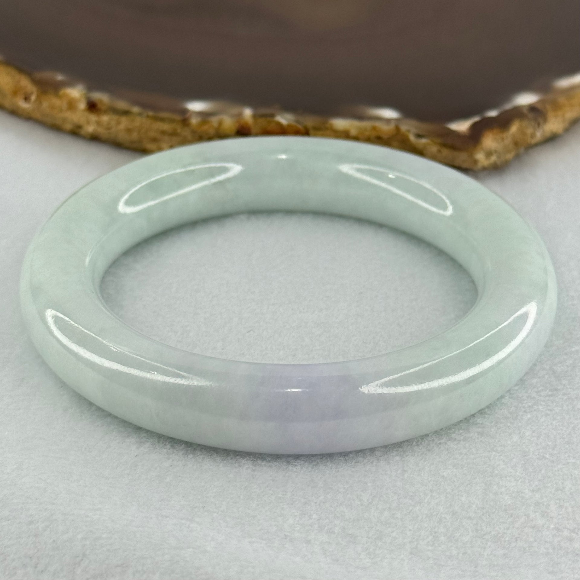 Type A Light Blueish Green and Lavender Jadeite Bangle Internal Diameter 56.7mm 82.96g 13.0 by 11.8mm (Close to Perfect) - Huangs Jadeite and Jewelry Pte Ltd