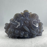 Natural Jelly Purpleish Wuji with White Agate with Crystal 3 Legged Toast Display 1,214.2g 155.0 by 90.0 by 100.0mm - Huangs Jadeite and Jewelry Pte Ltd