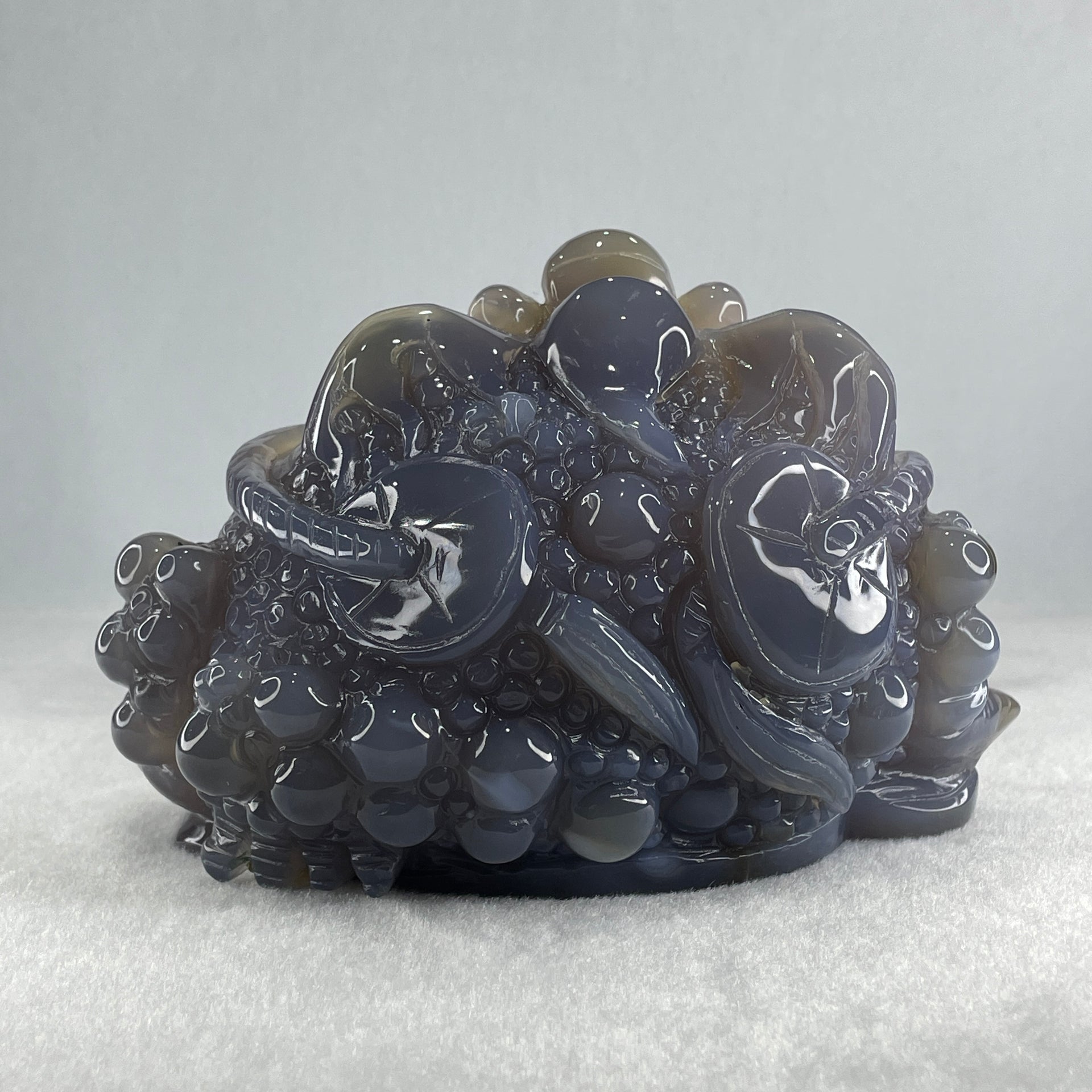 Natural Jelly Purpleish Wuji with White Agate with Crystal 3 Legged Toast Display 1,214.2g 155.0 by 90.0 by 100.0mm - Huangs Jadeite and Jewelry Pte Ltd