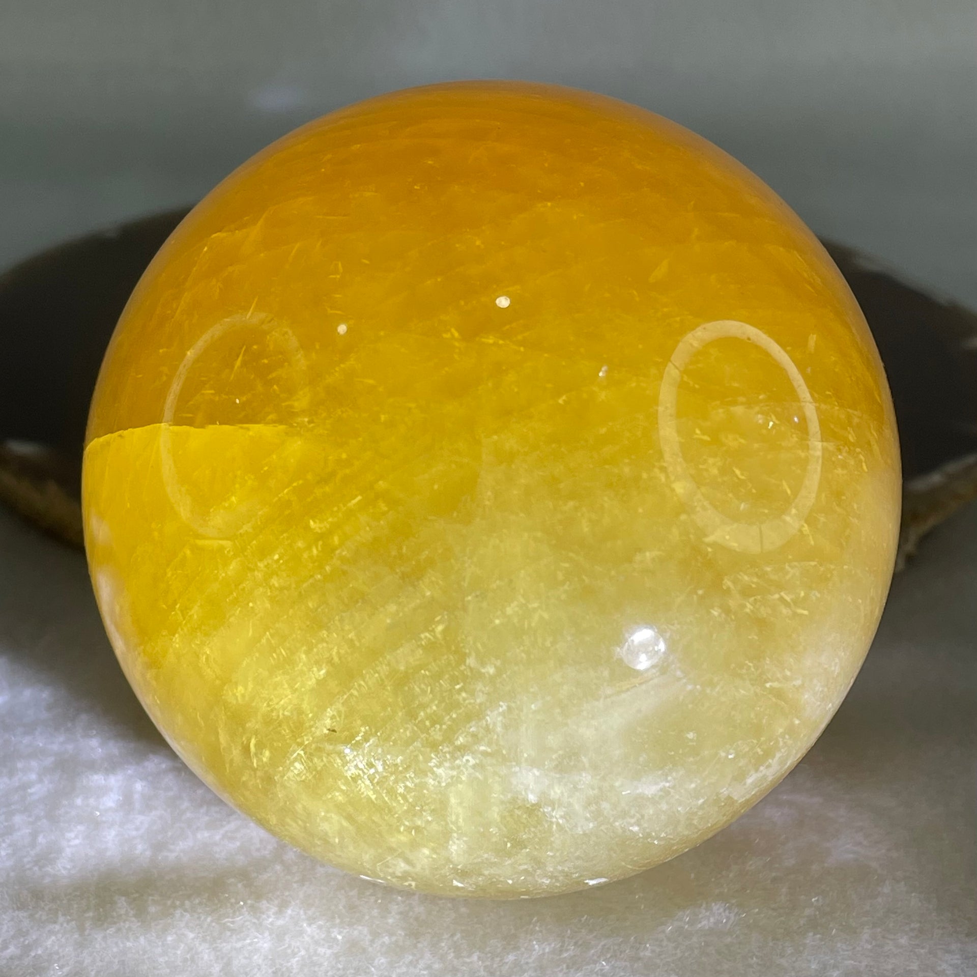 Natural Citrine Display Sphere Ball with Wooden Stand Display 730.53g 79.4 by 91.6mm - Huangs Jadeite and Jewelry Pte Ltd