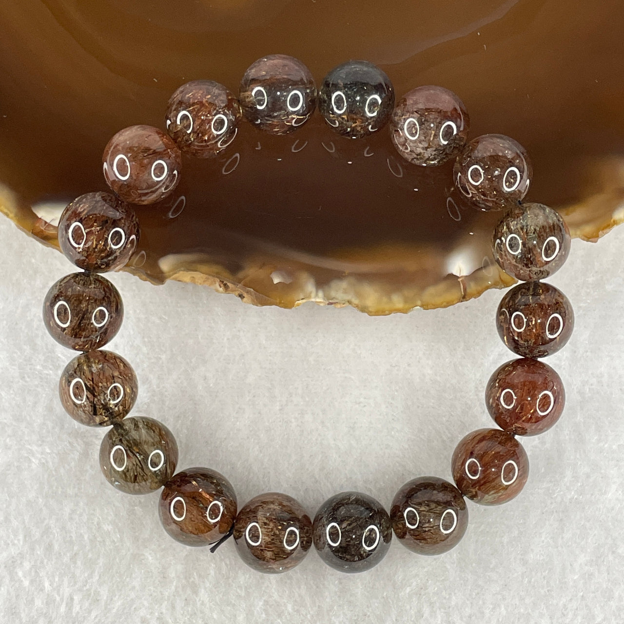 Top Grade Natural Black Gold Super 7 Crystal Beads Bracelet | 11.4mm Black Gold Super 7 (34.11g | 16cm Wrist Sizing | 18 Beads)