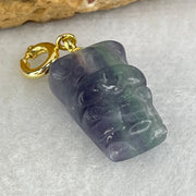 Natural Purple and Green Fluorite Ox Charm Pendant 3.17g 17.2 by 11.6 by 8.1mm - Huangs Jadeite and Jewelry Pte Ltd