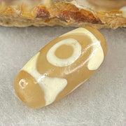 Natural Powerful Tibetan Old Oily Agate 3 Eyes Dzi Bead Heavenly Master (Tian Zhu) 三眼天诛 2.84g 19.8 by 10.0mm - Huangs Jadeite and Jewelry Pte Ltd