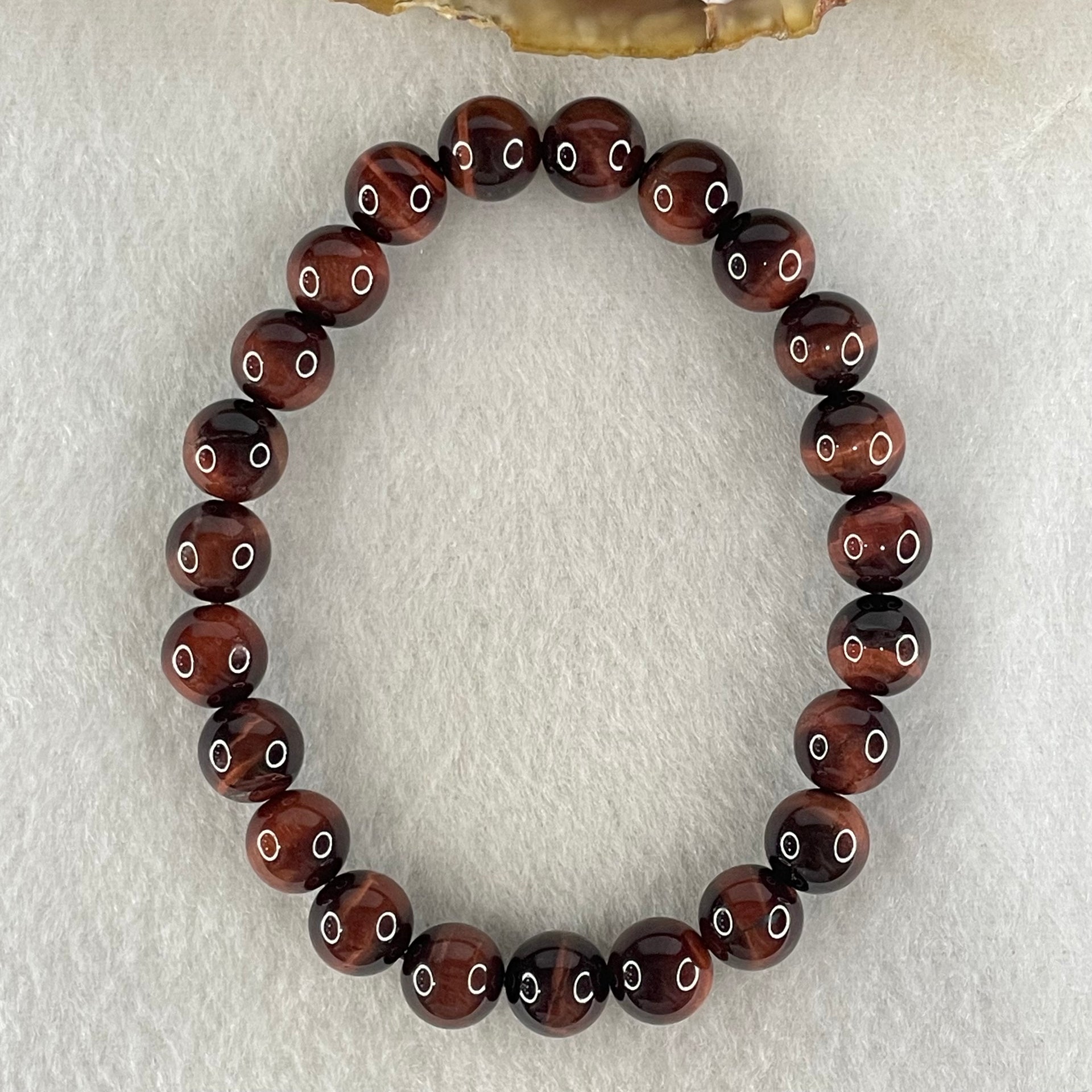 Natural Red Tiger's Eye Quartz Beads Bracelet 18.23g 15.5cm 8.4mm 23 Beads - Huangs Jadeite and Jewelry Pte Ltd