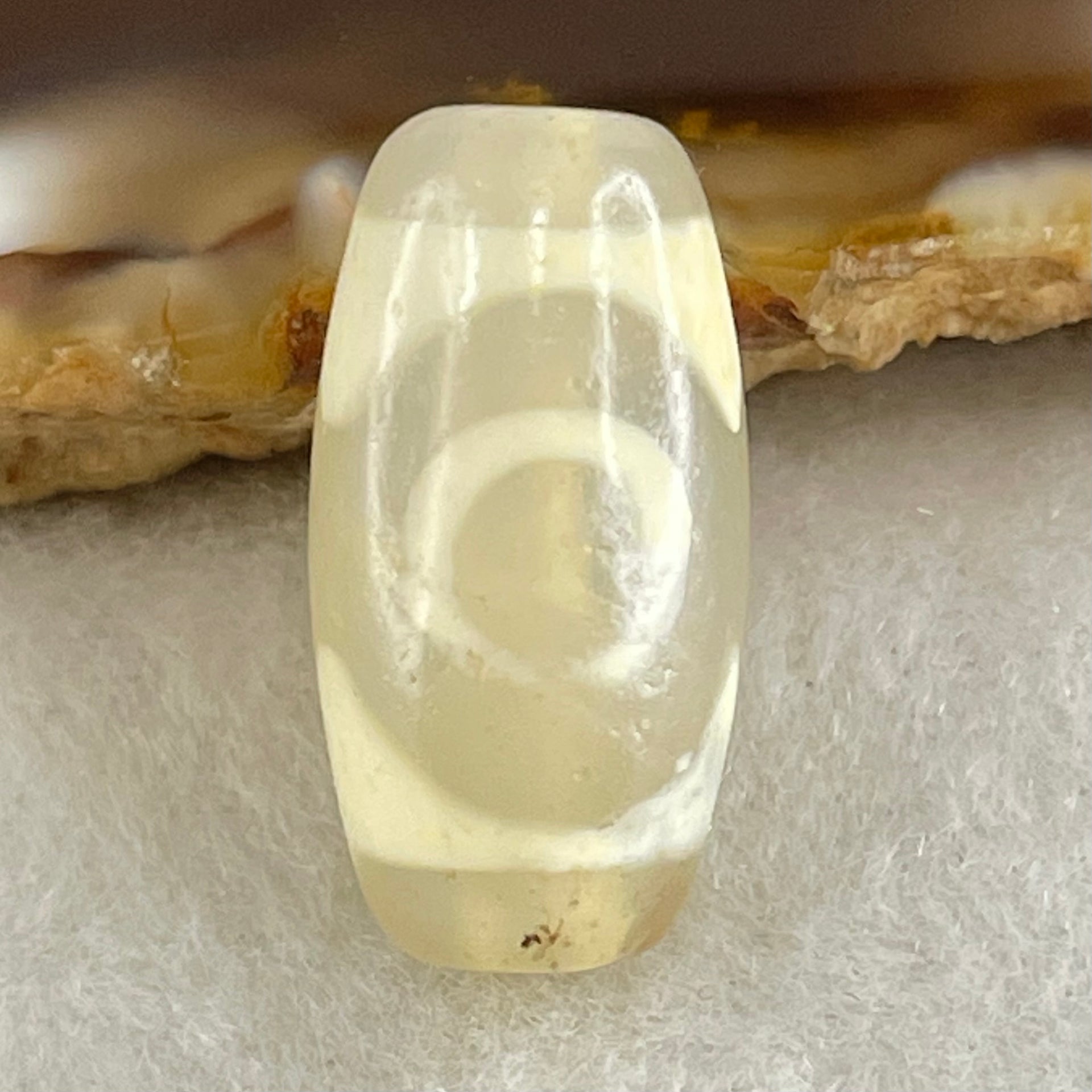 Natural Powerful Tibetan Old Oily Agate 3 Eyes Dzi Bead Heavenly Master (Tian Zhu) 三眼天诛 3.10g 20.2 by 10.2mm - Huangs Jadeite and Jewelry Pte Ltd