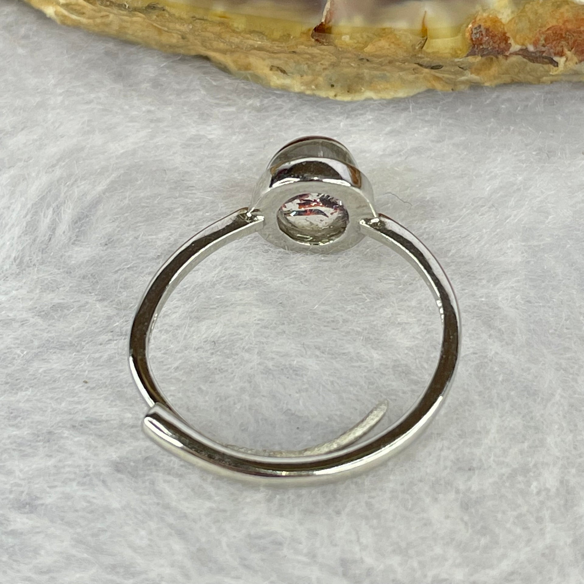 Above Average Grade Natural Super 7 Crystal in 925 Sliver Ring (Adjustable Size) 天然超级七水晶 925 银戒指（可调节尺寸) 1.48g 8.2 by 6.0 by 4.1mm - Huangs Jadeite and Jewelry Pte Ltd