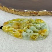 Rare Grand Master Type A 4 Colours Yellow Lavender Green Red Jadeite Neza on Dragon A货大师四彩翡翠哪咋三太子牌 70.66g 71.8 by 48.6 by 11.8mm with Wooden Stand - Huangs Jadeite and Jewelry Pte Ltd