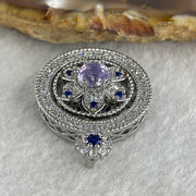 Natural Purple with Colorless and Blue Cubic Zirconia Beads Pendant in S925 Sliver 6.99g 6.0 by 2.0mm - Huangs Jadeite and Jewelry Pte Ltd