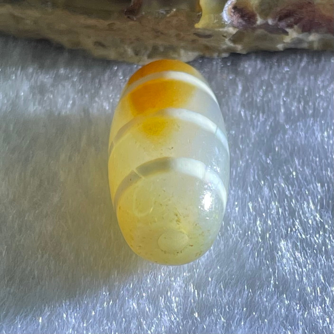 Natural Powerful Tibetan Old Oily Agate 3-Lines Dzi Bead Heavenly Master (Tian Zhu) 三行天诛 3.21g 20.0 by 10.4mm - Huangs Jadeite and Jewelry Pte Ltd