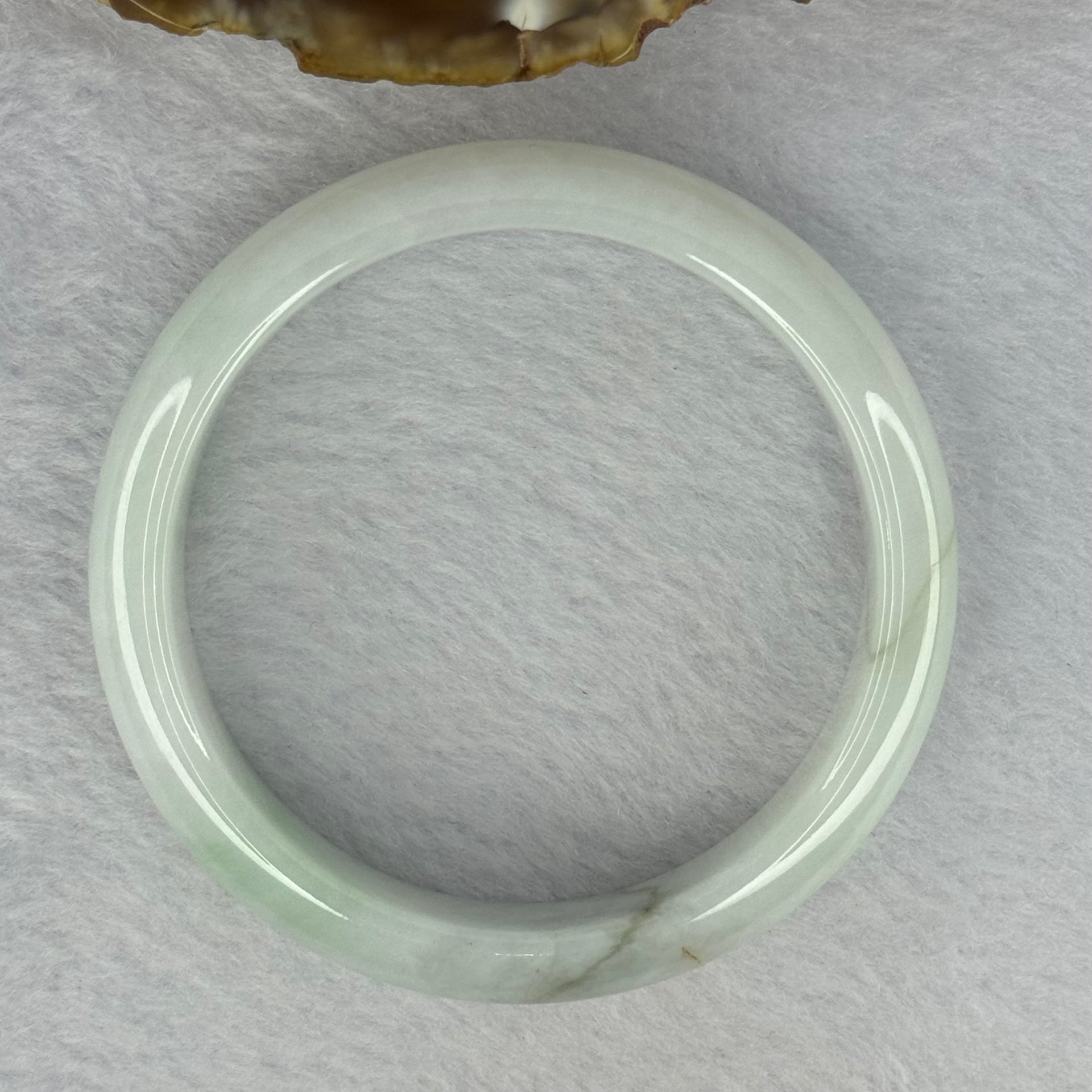 Type A Light Green Jadeite Bangle 41.68g Internal Diameter 52.2mm 12.9 by 7.2mm (Slight External Rough) - Huangs Jadeite and Jewelry Pte Ltd