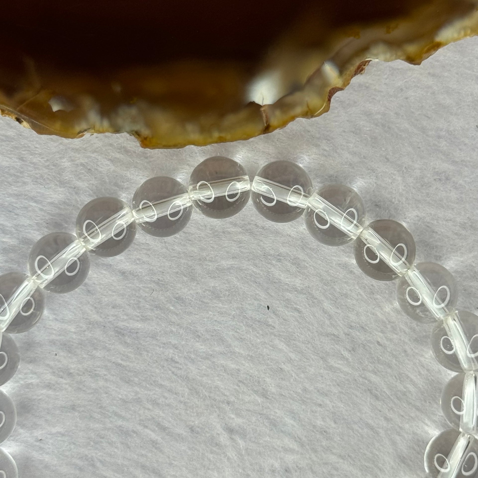 Natural Clear Quartz Bracelet 天然白水晶手链 18.55g 16.5cm 8.4mm 24 Beads - Huangs Jadeite and Jewelry Pte Ltd