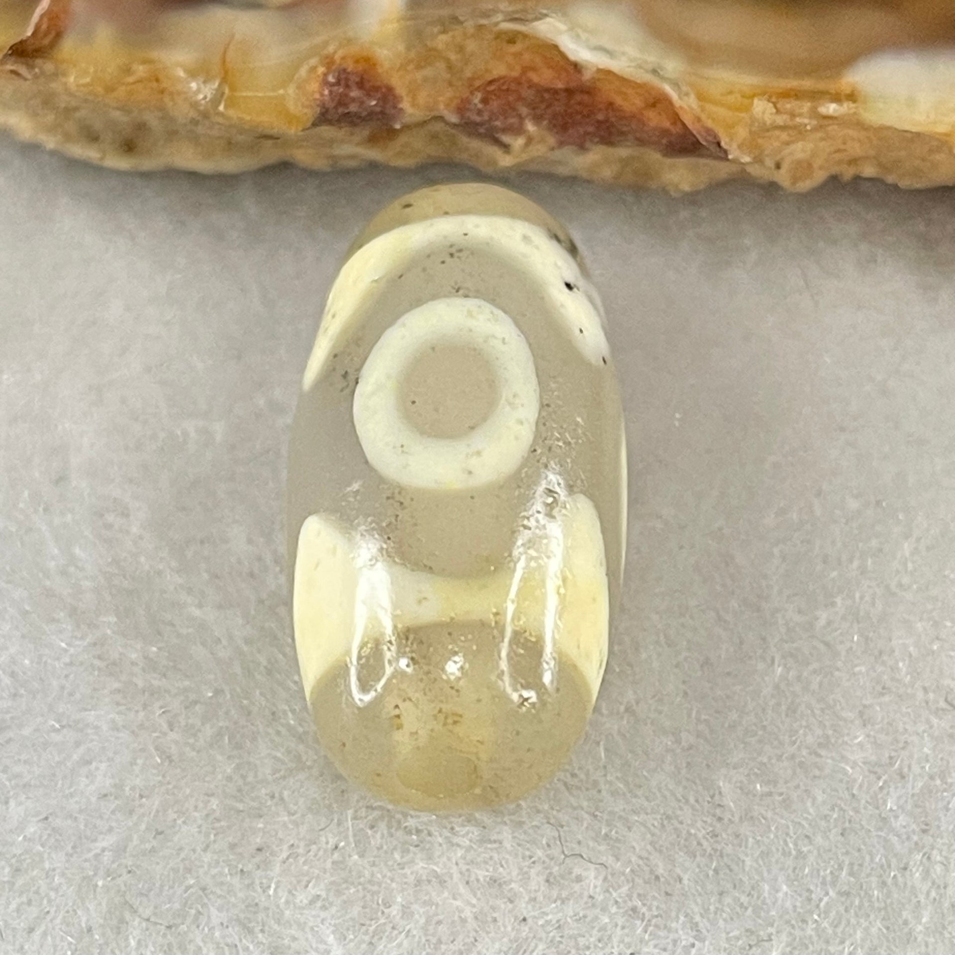 Natural Powerful Tibetan Old Oily Agate 3 Eyes Dzi Bead Heavenly Master (Tian Zhu) 三眼天诛 2.95g 19.7 by 10.2mm - Huangs Jadeite and Jewelry Pte Ltd
