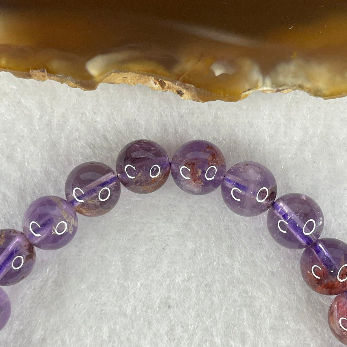 Collectors Grade Natural Amethyst Phantom Quartz Beads Bracelet | 7.8mm Imperial Violet Phantom (14.89g | 15cm Wrist | 24 Beads)