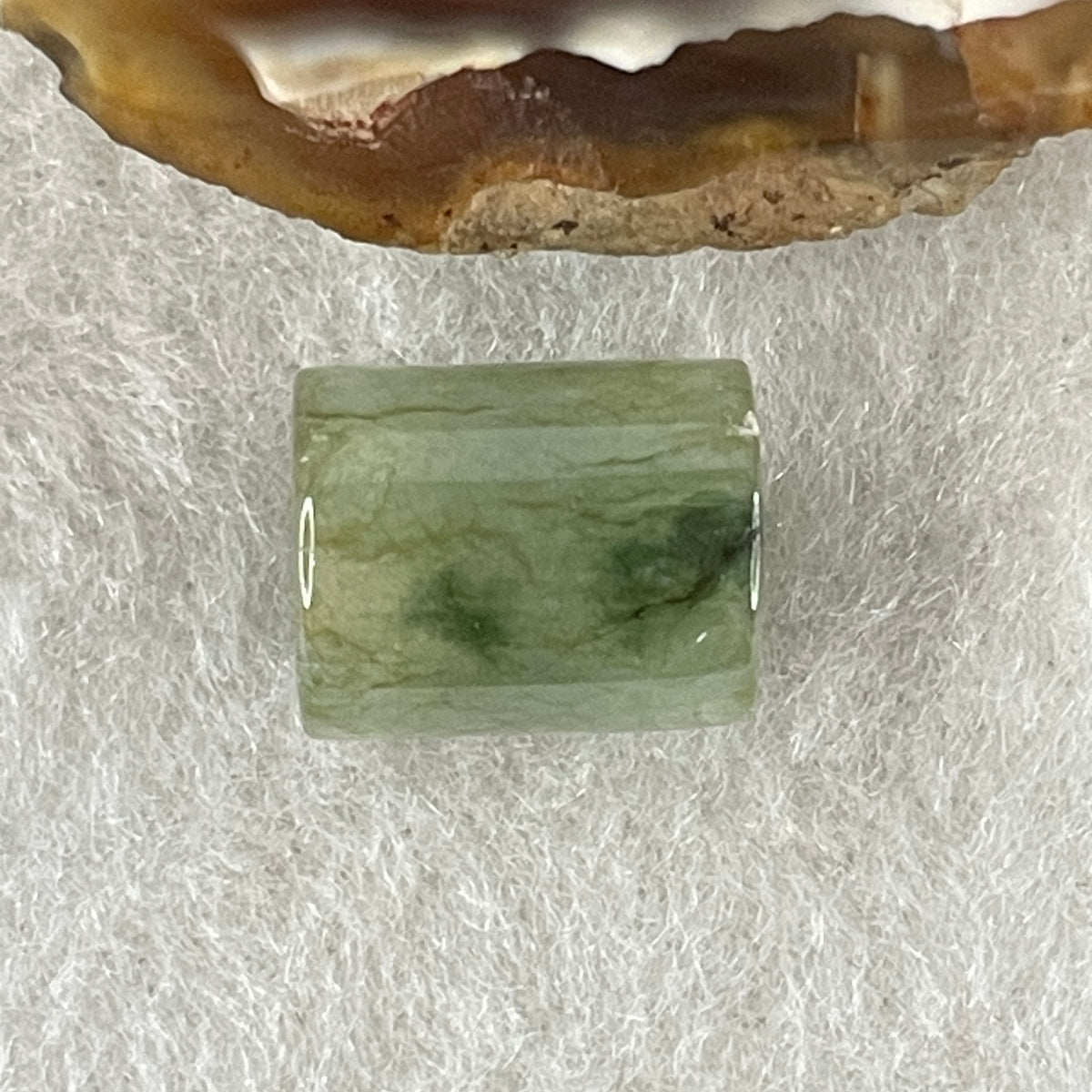 Natural Type A Brownish Green & Green Jadeite Lu Lu Tong Charm Pendant | Cylinder Smooth Fortune & Career (2.57g | 11.7 x 9.6mm | External Rough) - Huangs Jadeite and Jewelry Pte Ltd