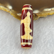 Natural Powerful Tibetan Old Oily Red and Yellowish White Agate Guan Yin Dzi Bead Heavenly Master (Tian Zhu) 观音天诛 8.24g 39.4 by 11.6mm - Huangs Jadeite and Jewelry Pte Ltd