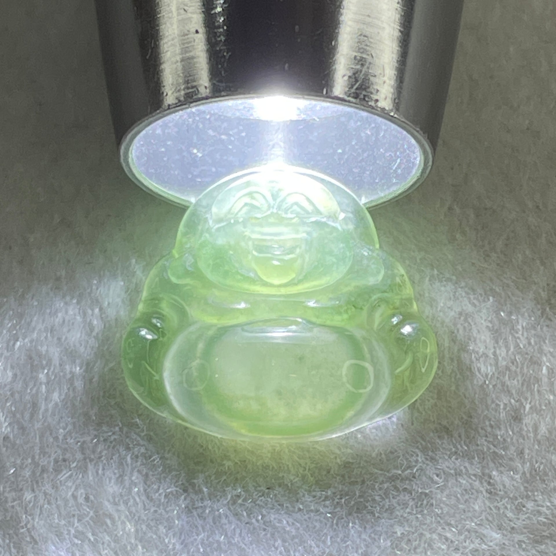 Type A Semi Icy Blueish Green Jadeite Milo Buddha Pendant 2.31g 18.1 by 20.5 by 4.6mm - Huangs Jadeite and Jewelry Pte Ltd