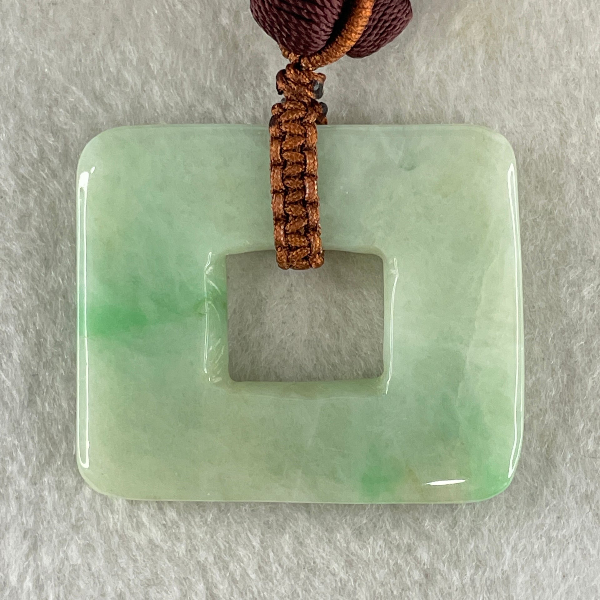 Natural Type A Green with Apple Green Spot Jadeite Square Shape Pendant 35.24g 41.8 by 35.3 b7 5.9mm - Huangs Jadeite and Jewelry Pte Ltd