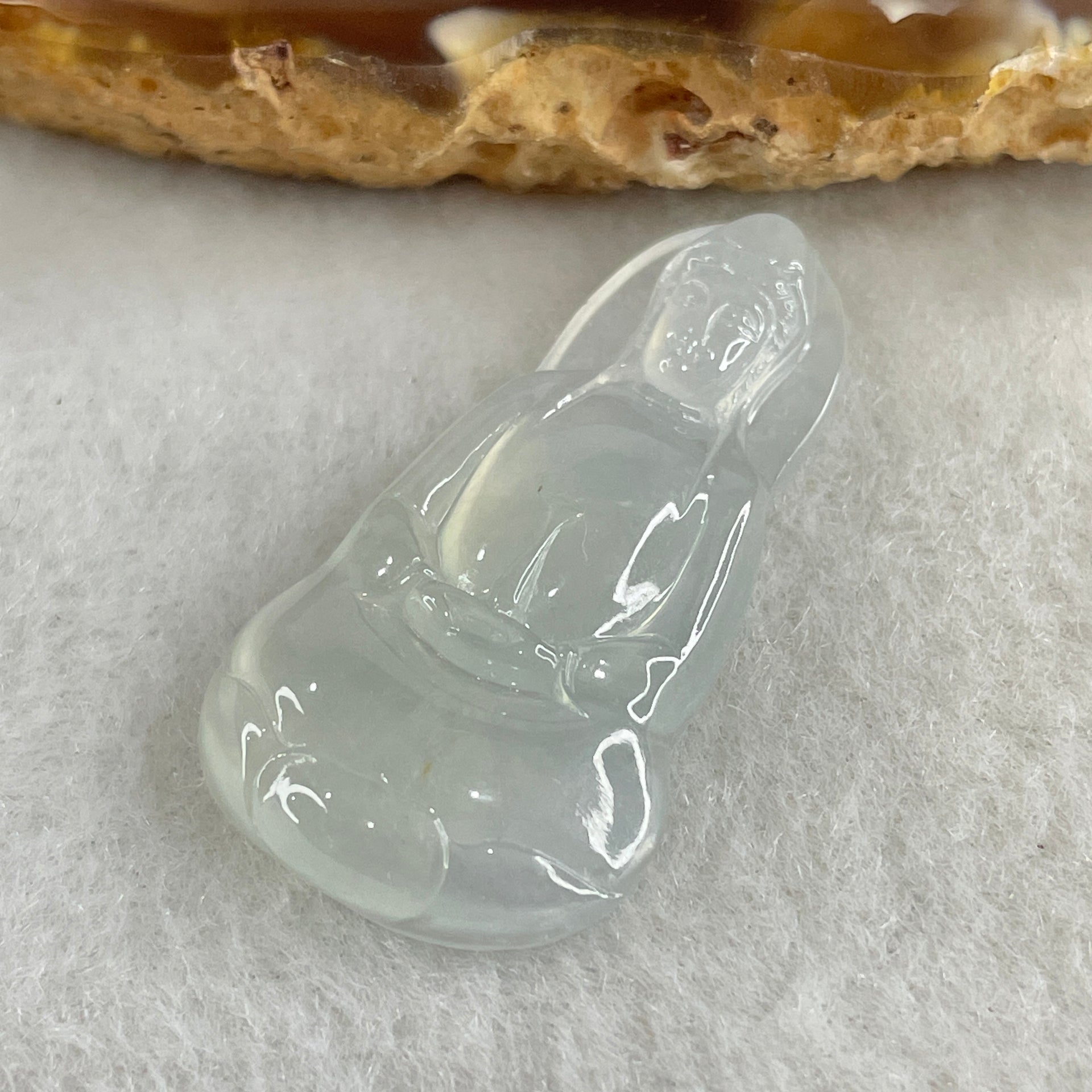 Type A Icy Colourless to White Jadeite Guan Yin Pendant 4.09g 31.8 by 17.2 by 4.7mm - Huangs Jadeite and Jewelry Pte Ltd